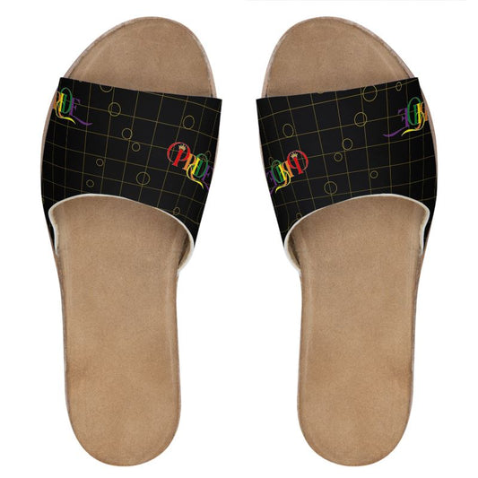 Womens Leather Sliders